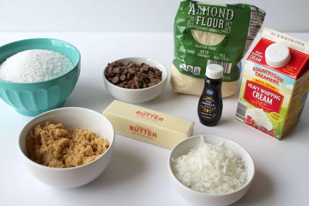 ingredients for Samoa cookie bars