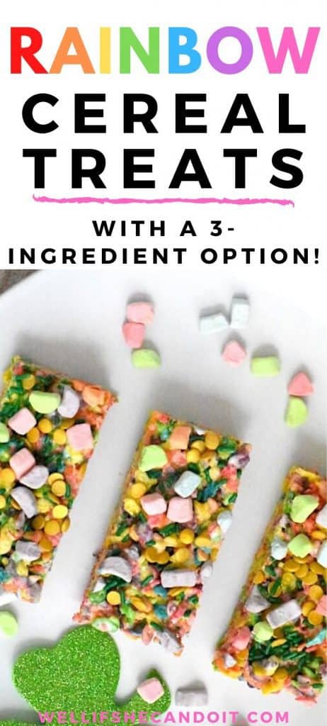 Rainbow Cereal Treats with a 3-ingredient option 
