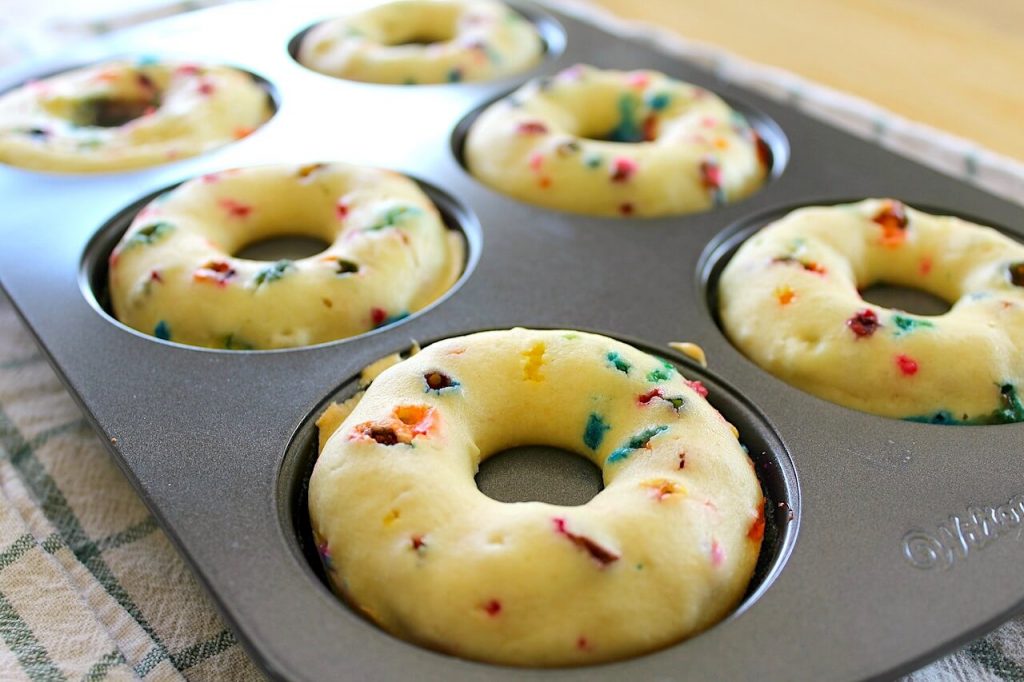cooked donuts in donut pan