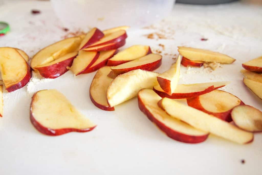a pile of cut up apples