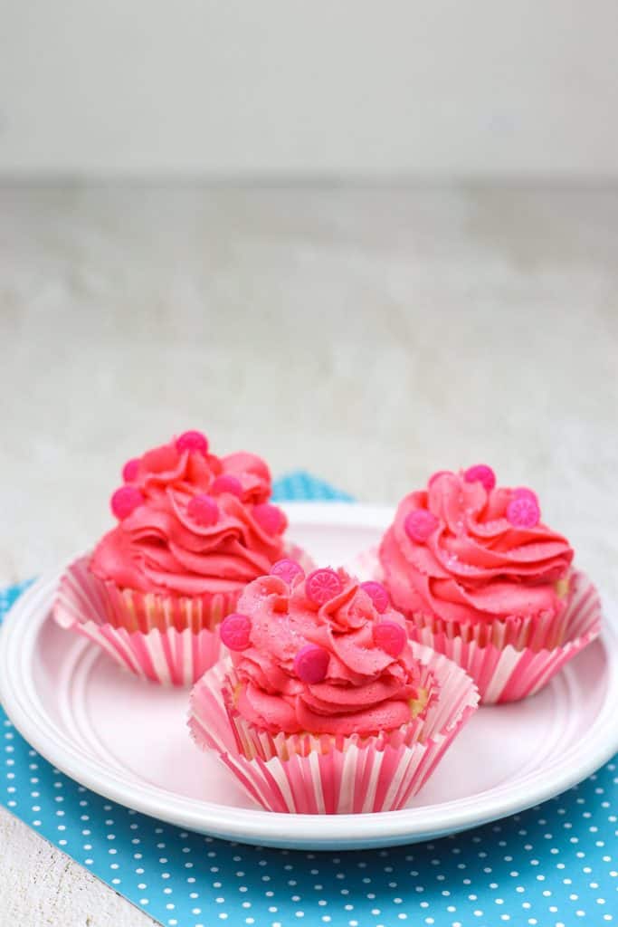 Pink Grapefruit Soda Cupcakes with Buttercream Frosting