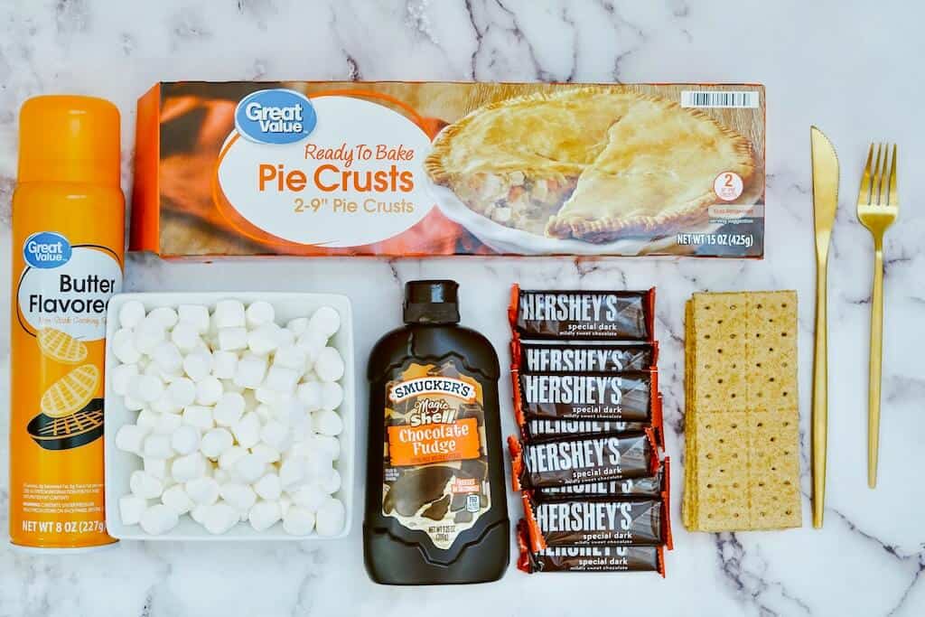 ingredients for s'mores pop tarts laid out on table.