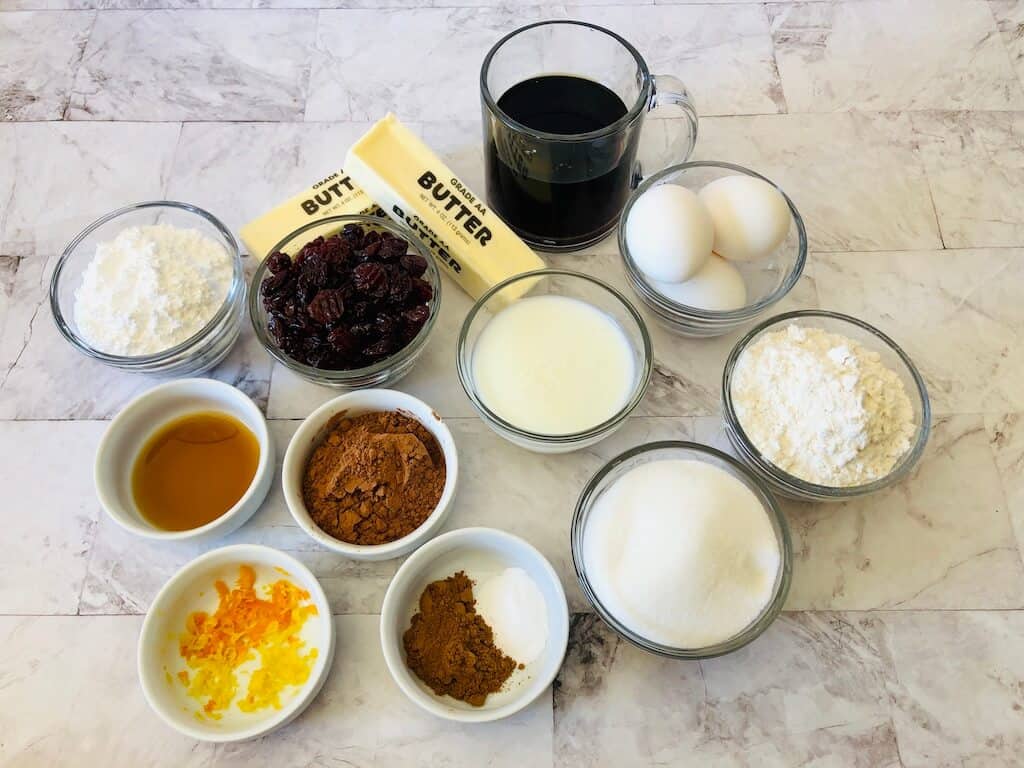 Ingredients laid out on table - Dr. Pepper Cupcakes