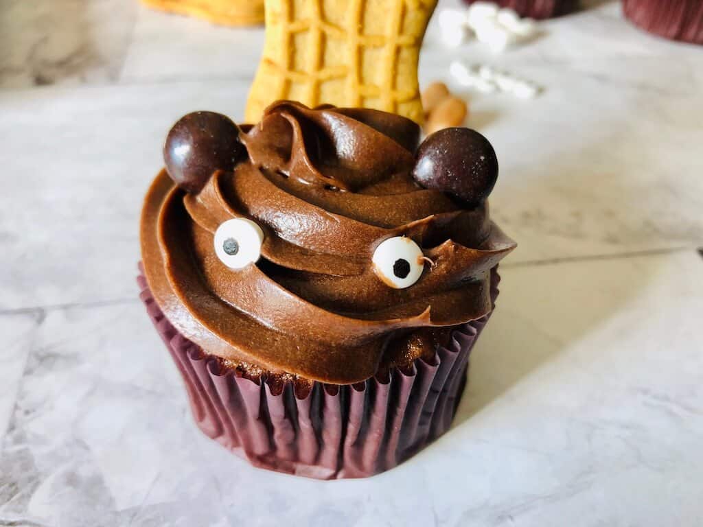 ears added to cupcake.