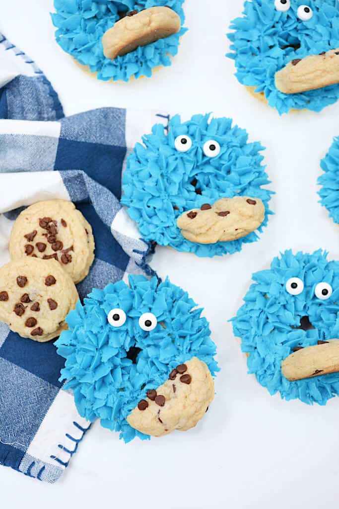 Lots of cookie monster donut.