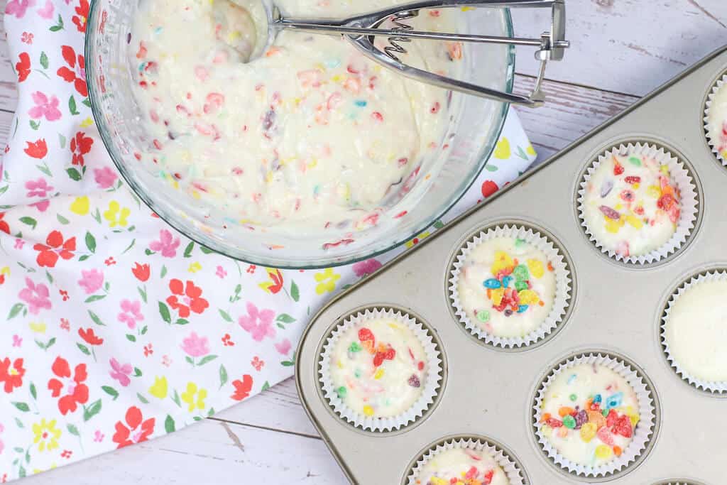 cupcake mix  in muffin tins.