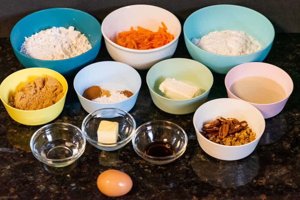 Ingredients for carrot cake donuts.