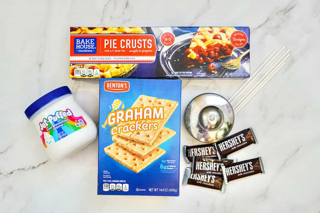 Ingredients for making your own air fryer s'mores pie pops.